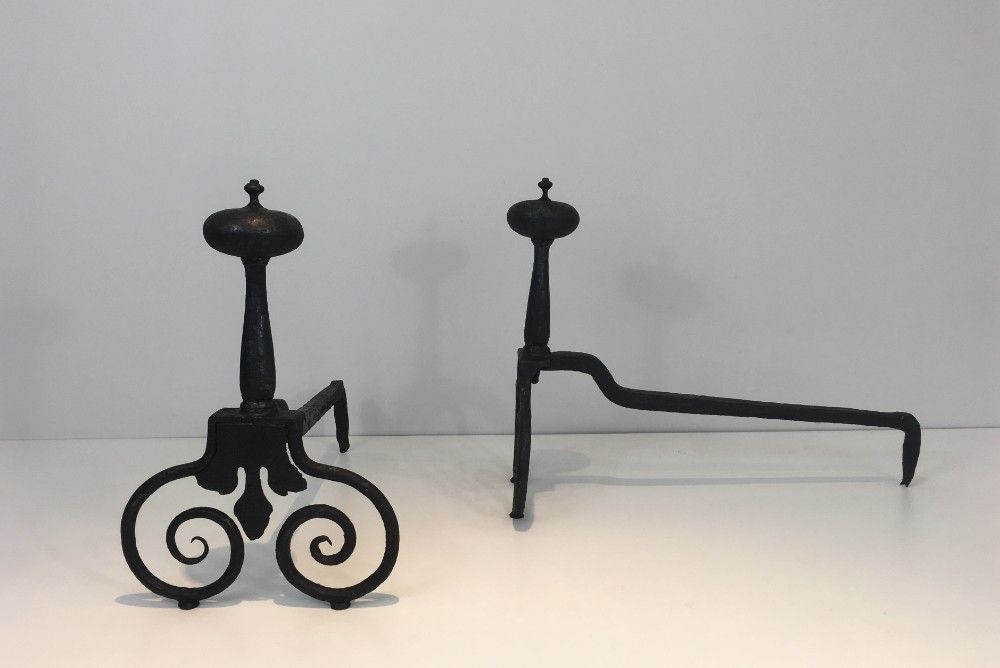 Pair Of Wrought Iron Andirons. photo 780.0