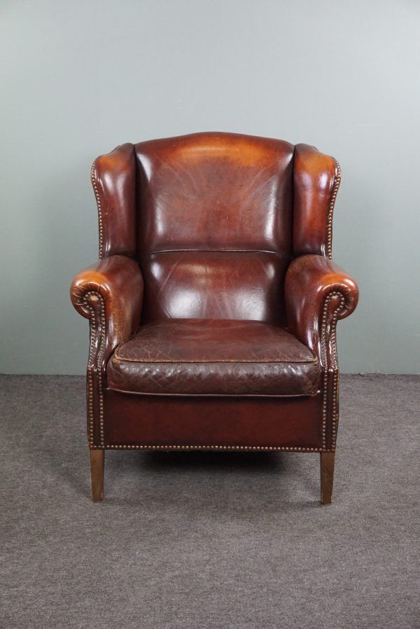 Warm Brown Sheepskin Wing Chair With Character photo furniture