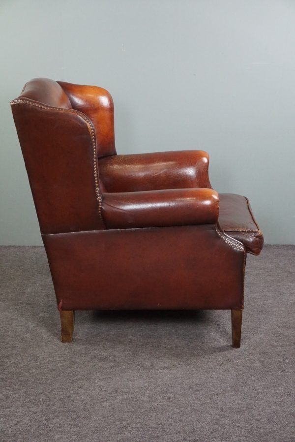 Warm Brown Sheepskin Wing Chair With Character photo for sale