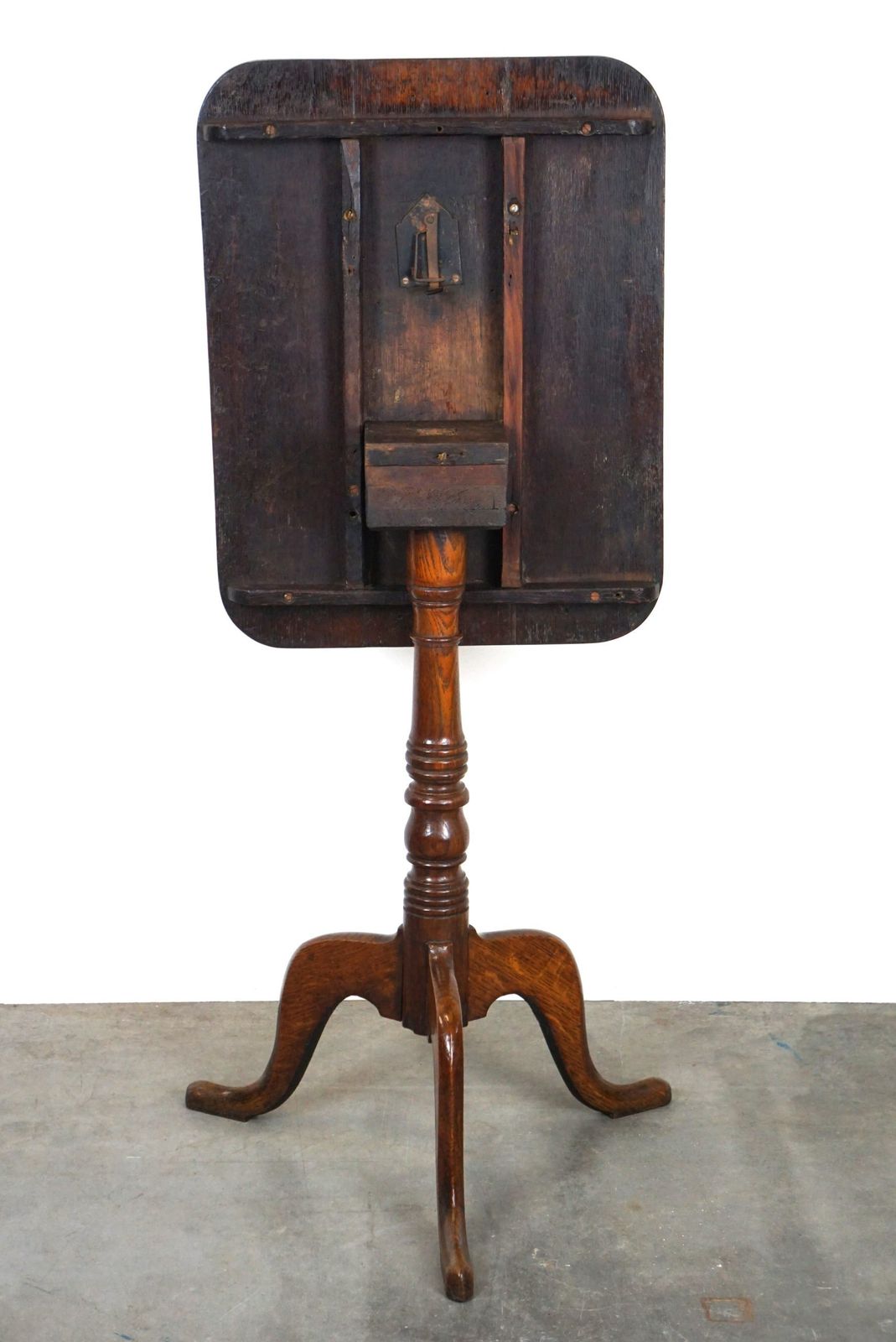 Nice Antique English Tilt Top Table/Side Table With A Square Top photo vintage
