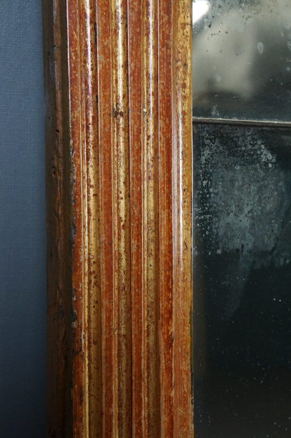 Large Antique Gilded Mantelpiece Mirror With Top Patina, 18th Century photo vintage