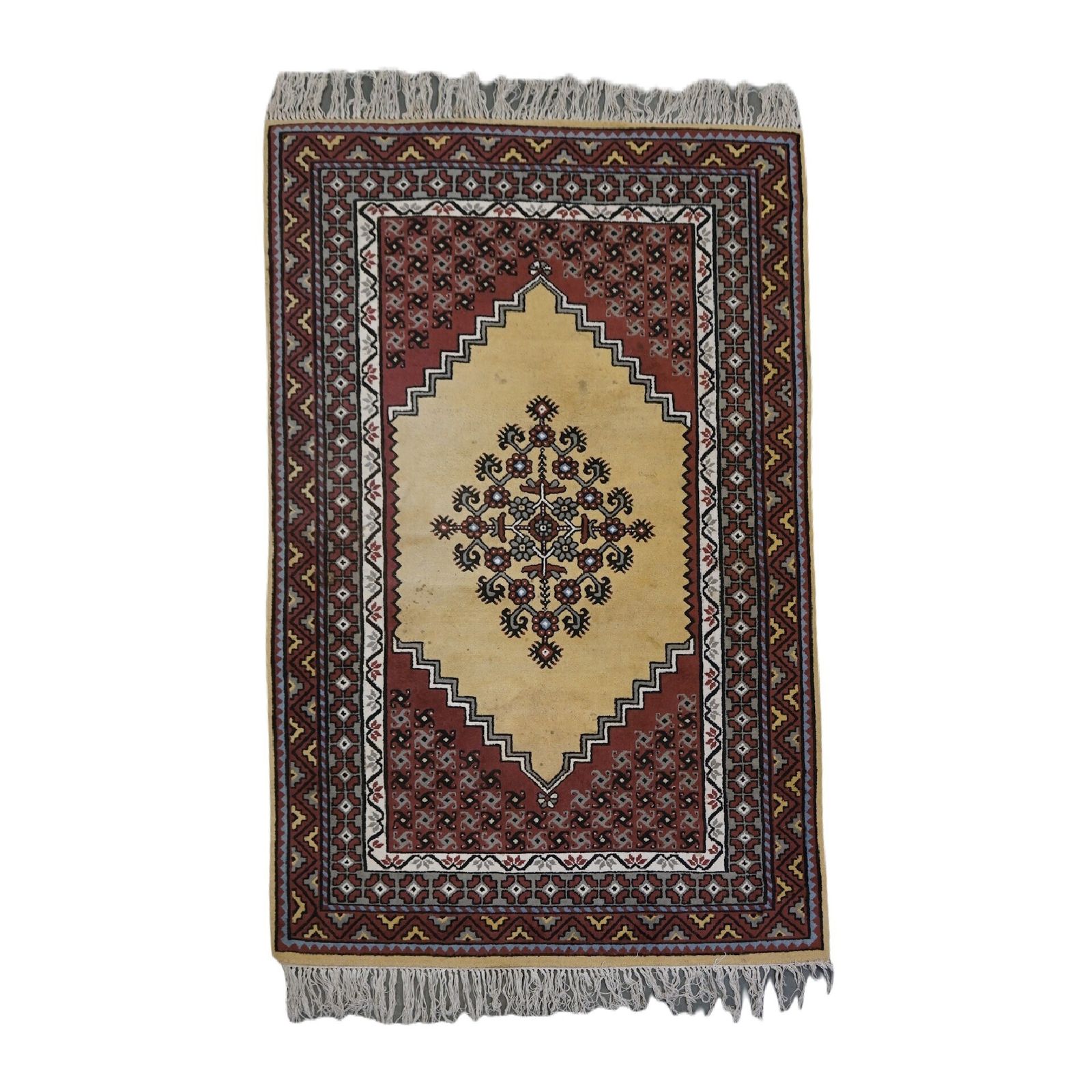 Vintage Wool Rug Mainly Purple And Yellow Tones 255x150cm