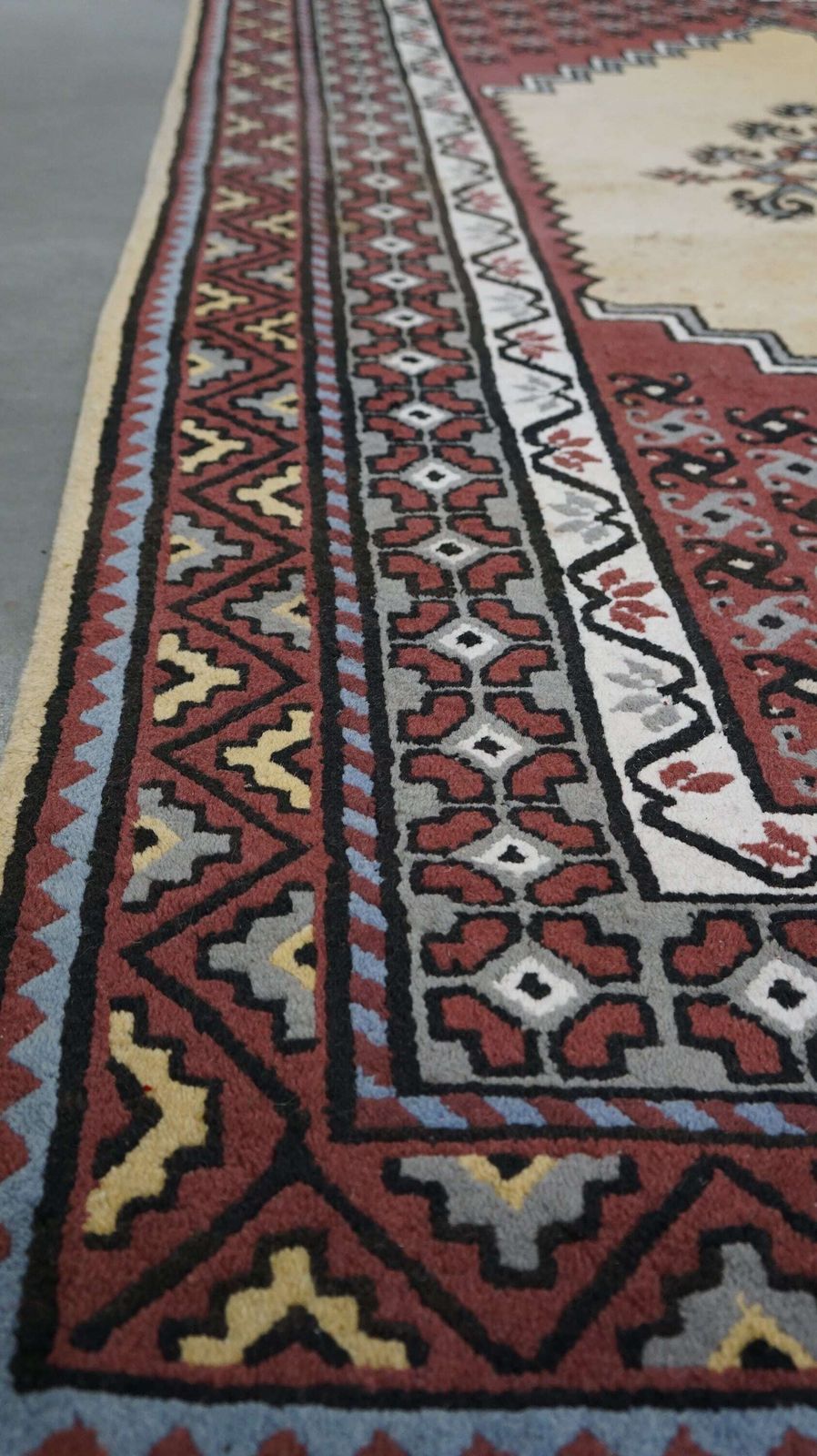 Vintage Wool Rug Mainly Purple And Yellow Tones 255x150cm photo for sale
