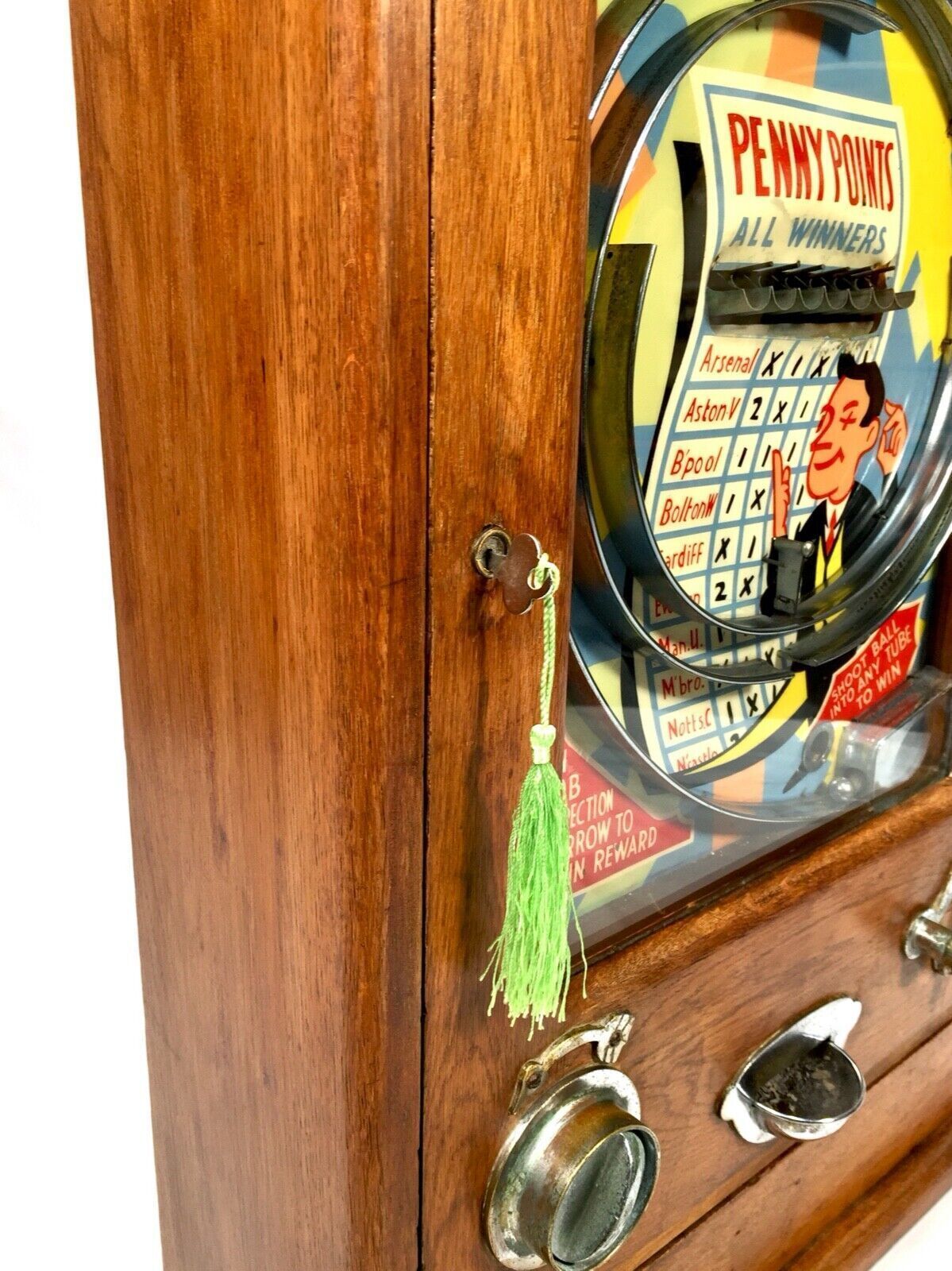 photo furniture Antique 1950s Oliver Whales Penny Points Arcade Coin Operated Machine Working