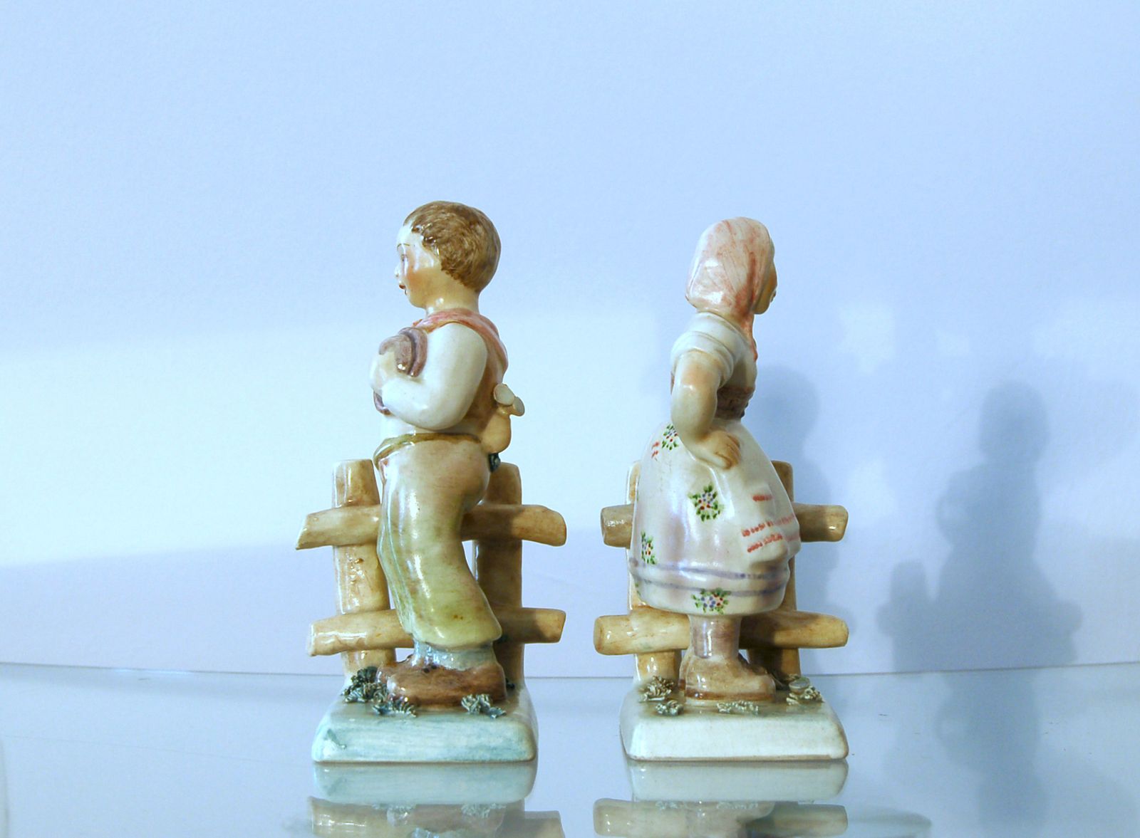 photo for sale Preciosa Torino Pair Of Majolica Figurines / Italy 1940 Ca