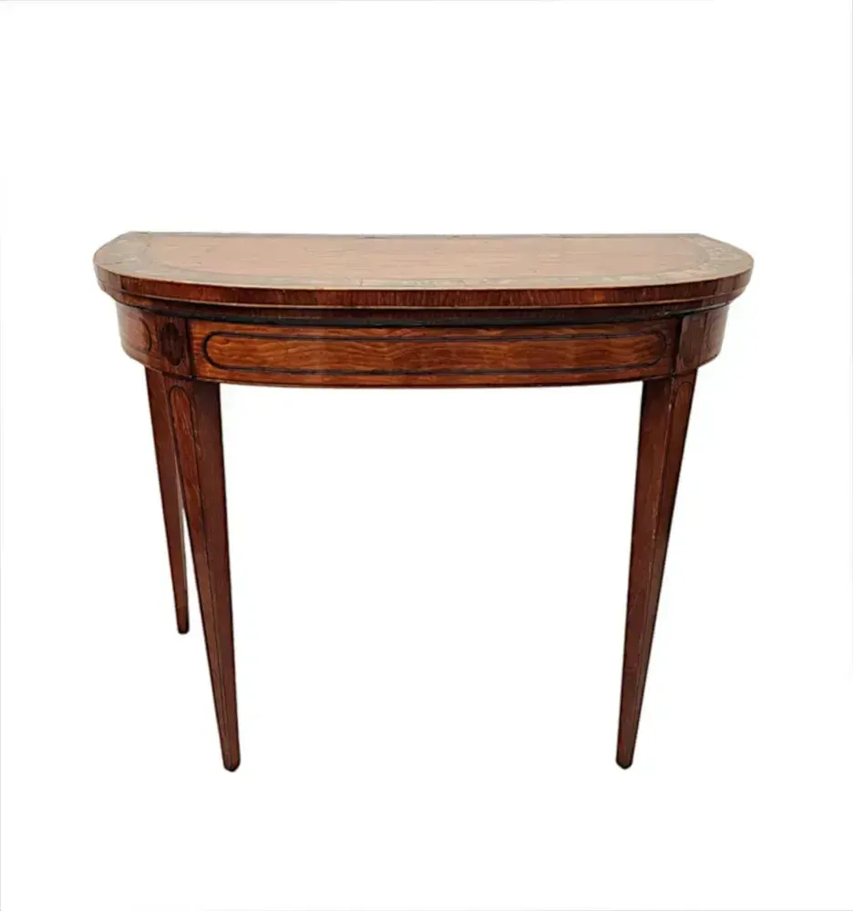 A Very Rare Georgian Hand Painted Inlaid Turn Over Leaf Card Table
