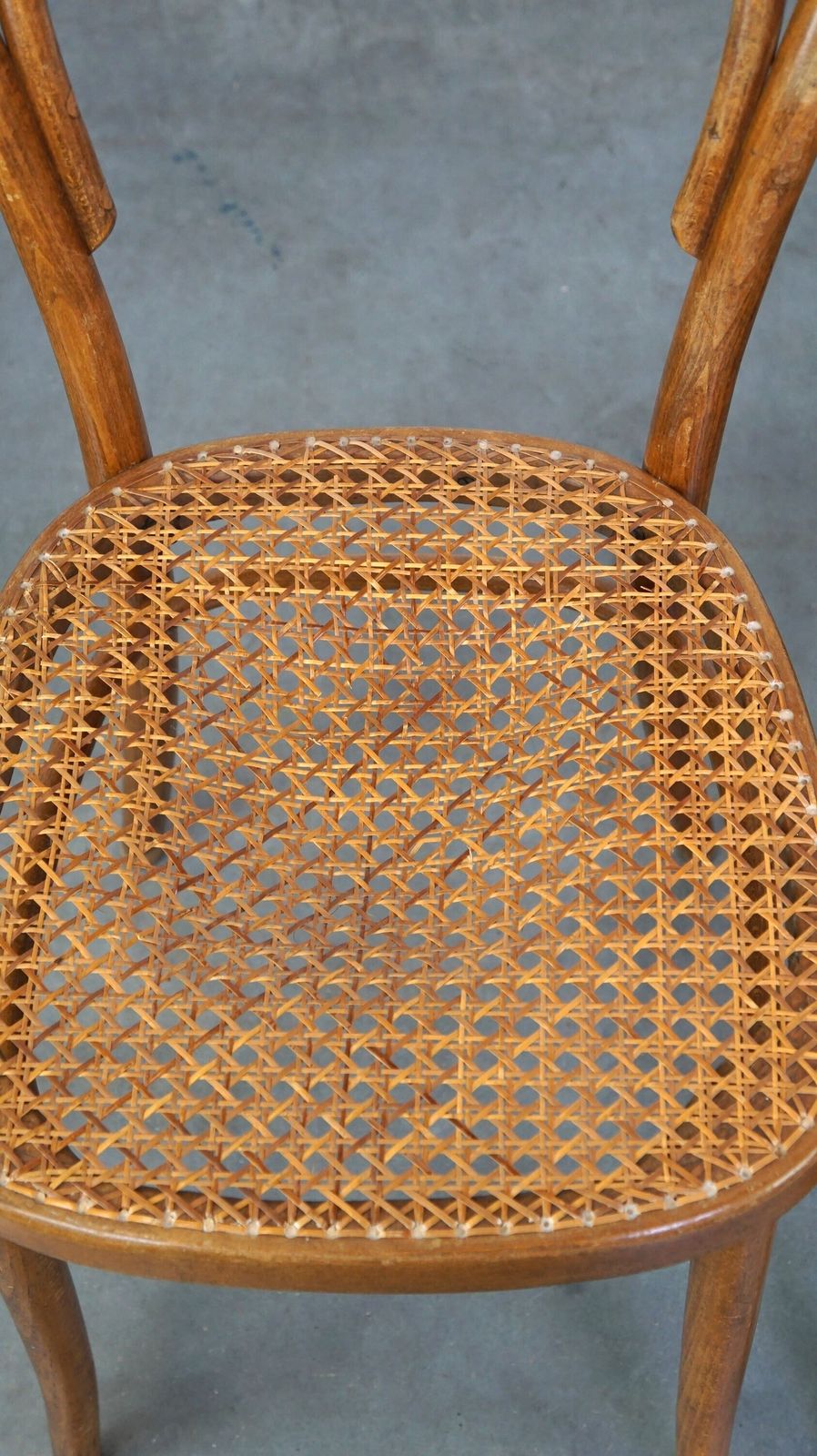 Nice Set Of 2 Brown Vintage Thonet/Bistro Chairs With Woven Seats photo vinterior
