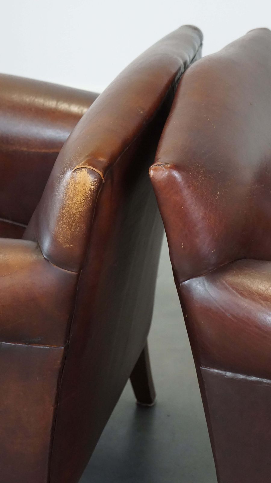 photo buy Set Of 2 Beautiful, Sleekly Finished Design Armchairs/ Armchairs Made Of Sheep Leather