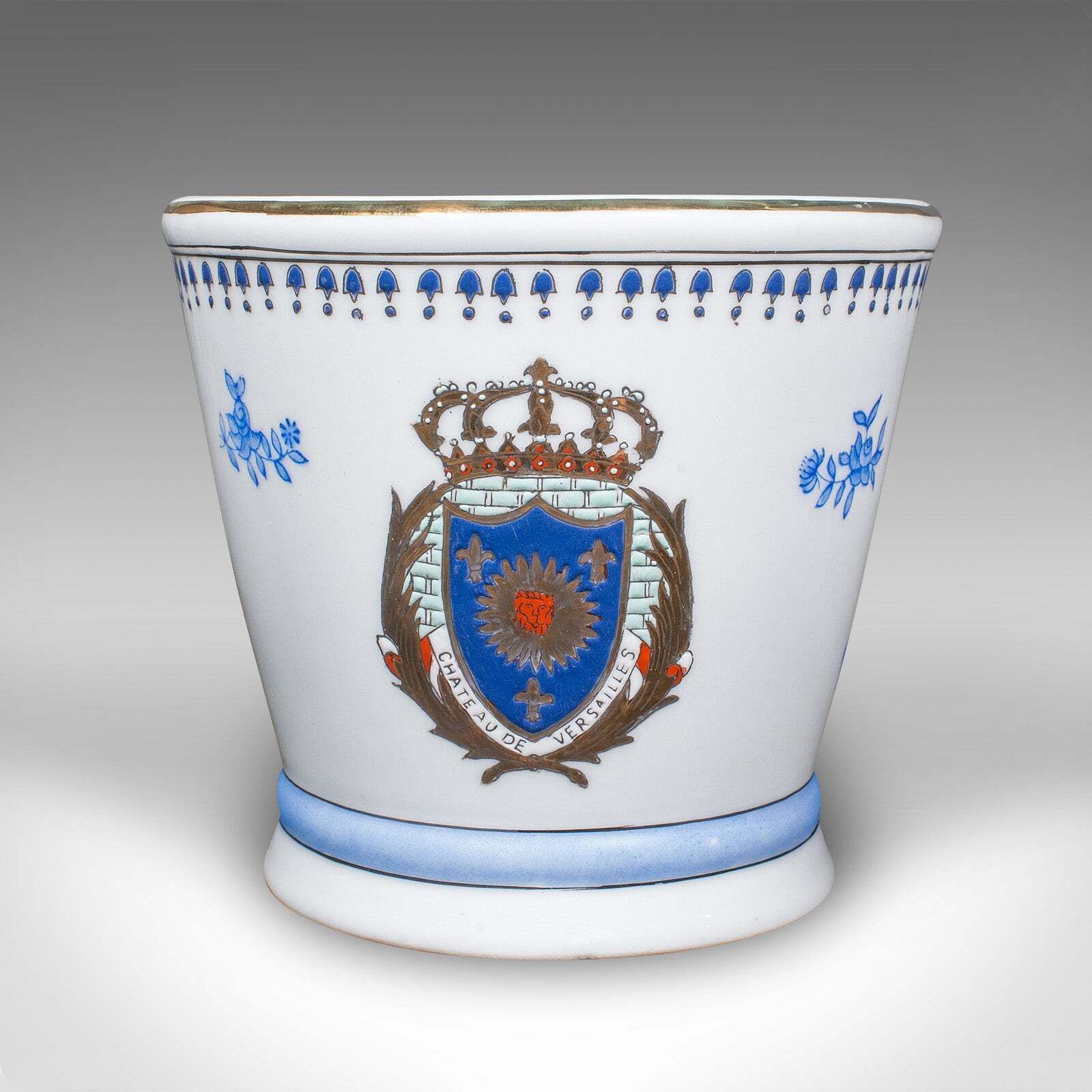 Contemporary Decorative Planter Bowl, French, Handpainted Ceramic, Jardiniere photo furniture
