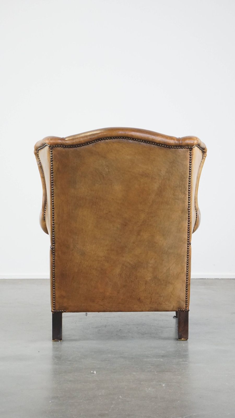 Beautiful Sheepskin Wing Chair With A Very Nice Color And Patina photo Furniture