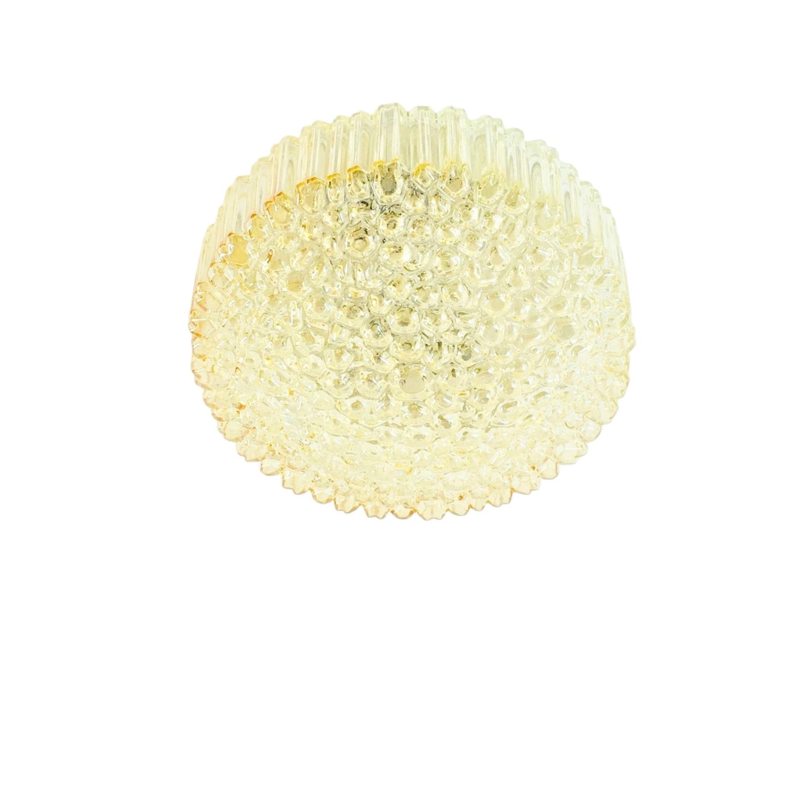 Mid Century Amber Bubble Glass Ceiling Light By Helena Tynell For Limburg, Germany, 1970s