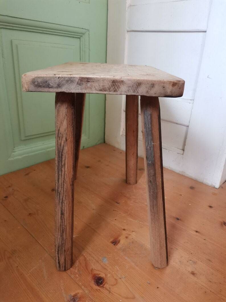 Neat And Tidy Milk Stool Or Table, Traditionally Hand Crafted From Reclaimed Material Using Acacia And Elm Wood. Solid Structure photo Furniture