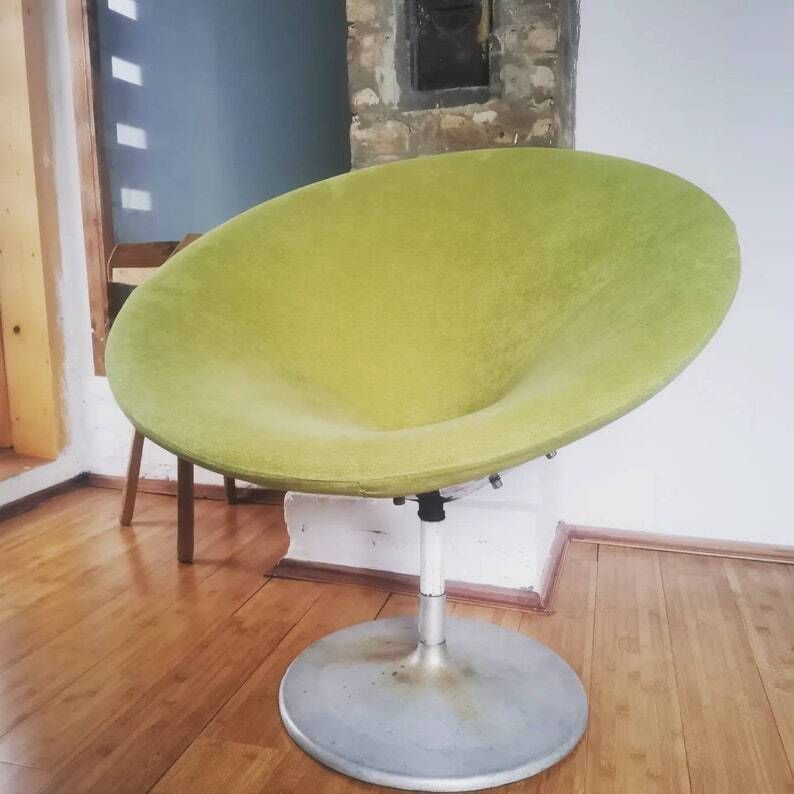 Original Upholstered Satellite Chair Mid Century Modern Lounge Chair German Vintage Iconic Seating Soft Cotton Upholstery 1950s