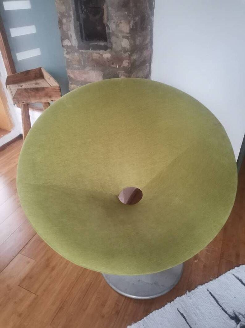 Original Upholstered Satellite Chair Mid Century Modern Lounge Chair German Vintage Iconic Seating Soft Cotton Upholstery 1950s photo vinterior