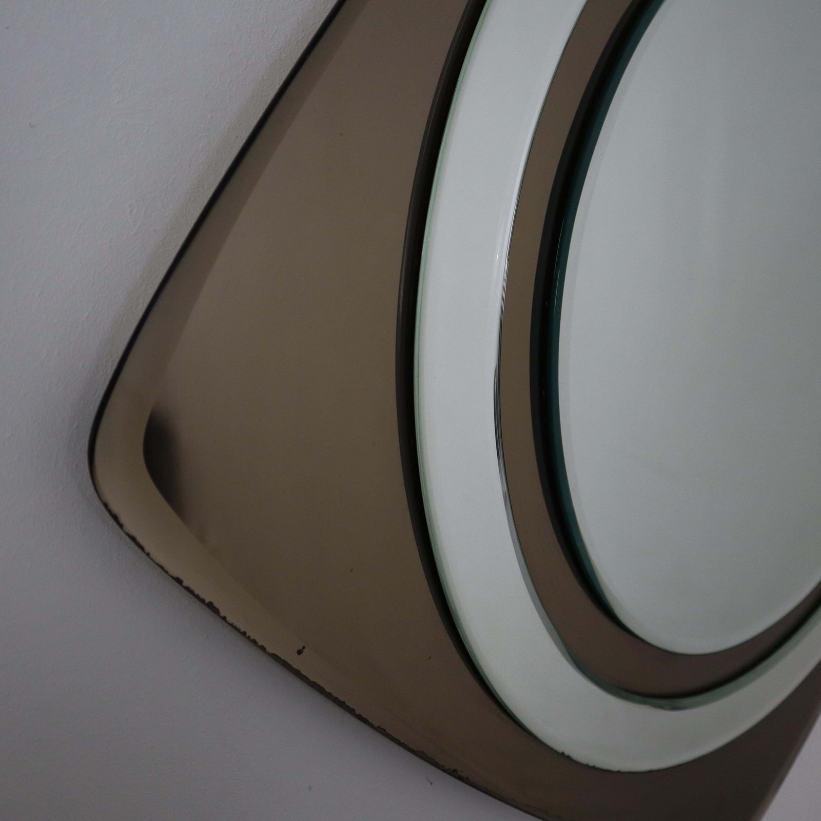 Mid Century Modern Glass Geometric Mirror By Artistica Cristallo, Italy, 1970s photo for sale