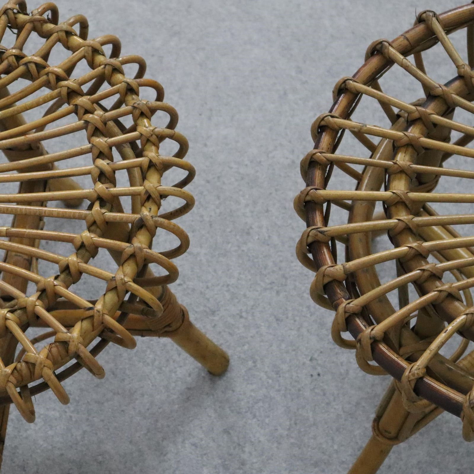 Mid Century Modern Rattan And Bamboo Ottoman Stool Franco Albini, Italy, 1960s photo furniture