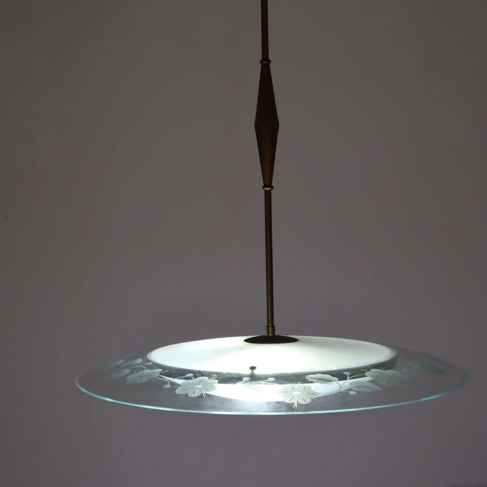 Mid Century Brass Glass Chandelier By Pietro Chiesa Fontana Arte Italy 1950s photo furniture