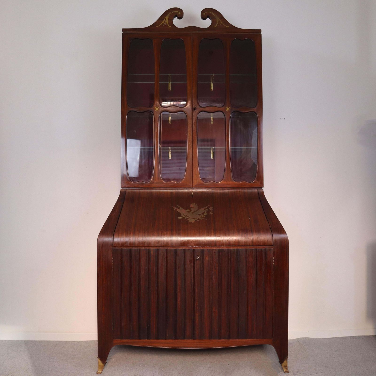 Mid Century Modern Rosewood Brass Trumeau Designed By Paolo Buffa, Italy, 1940s photo furniture