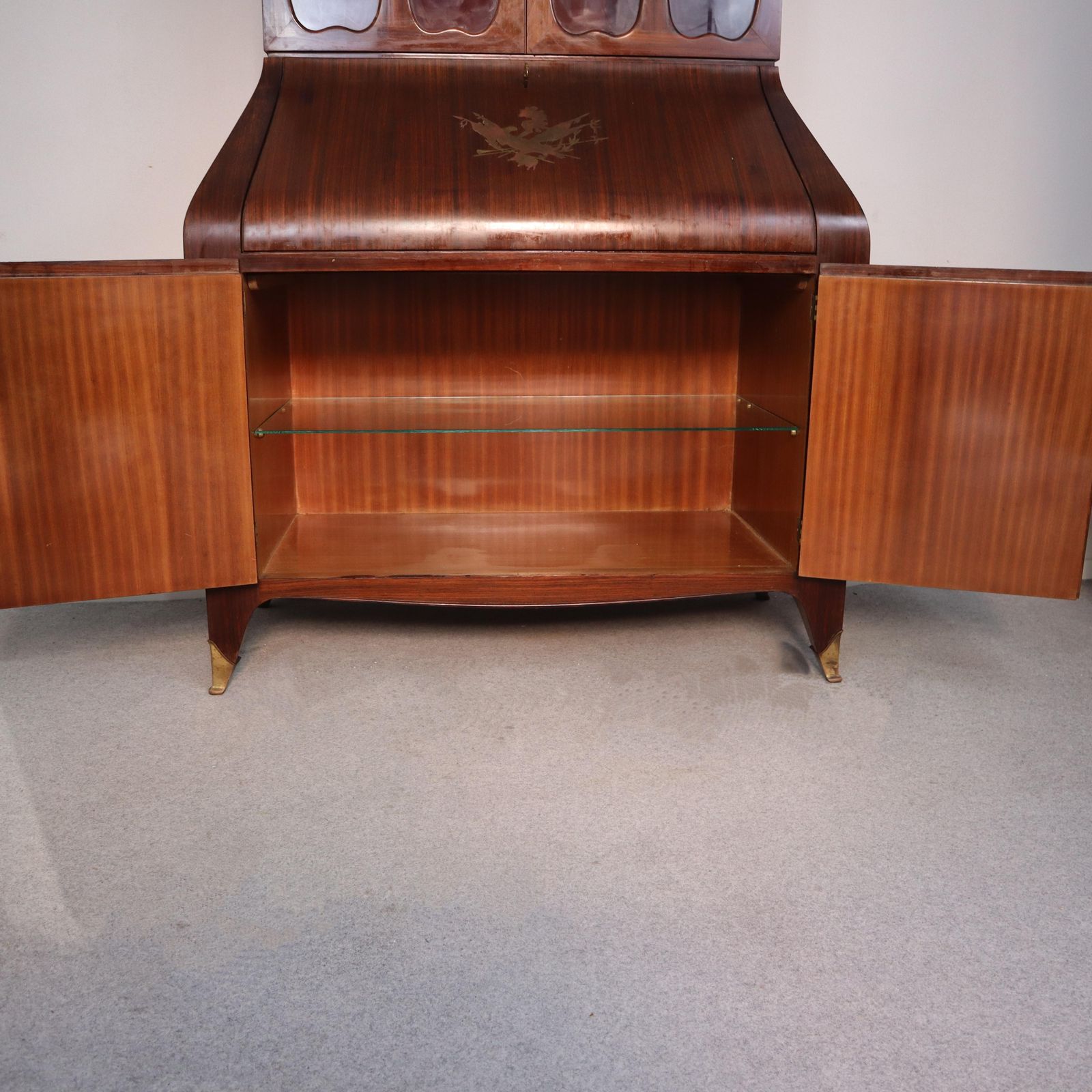 photo for sale Mid Century Modern Rosewood Brass Trumeau Designed By Paolo Buffa, Italy, 1940s