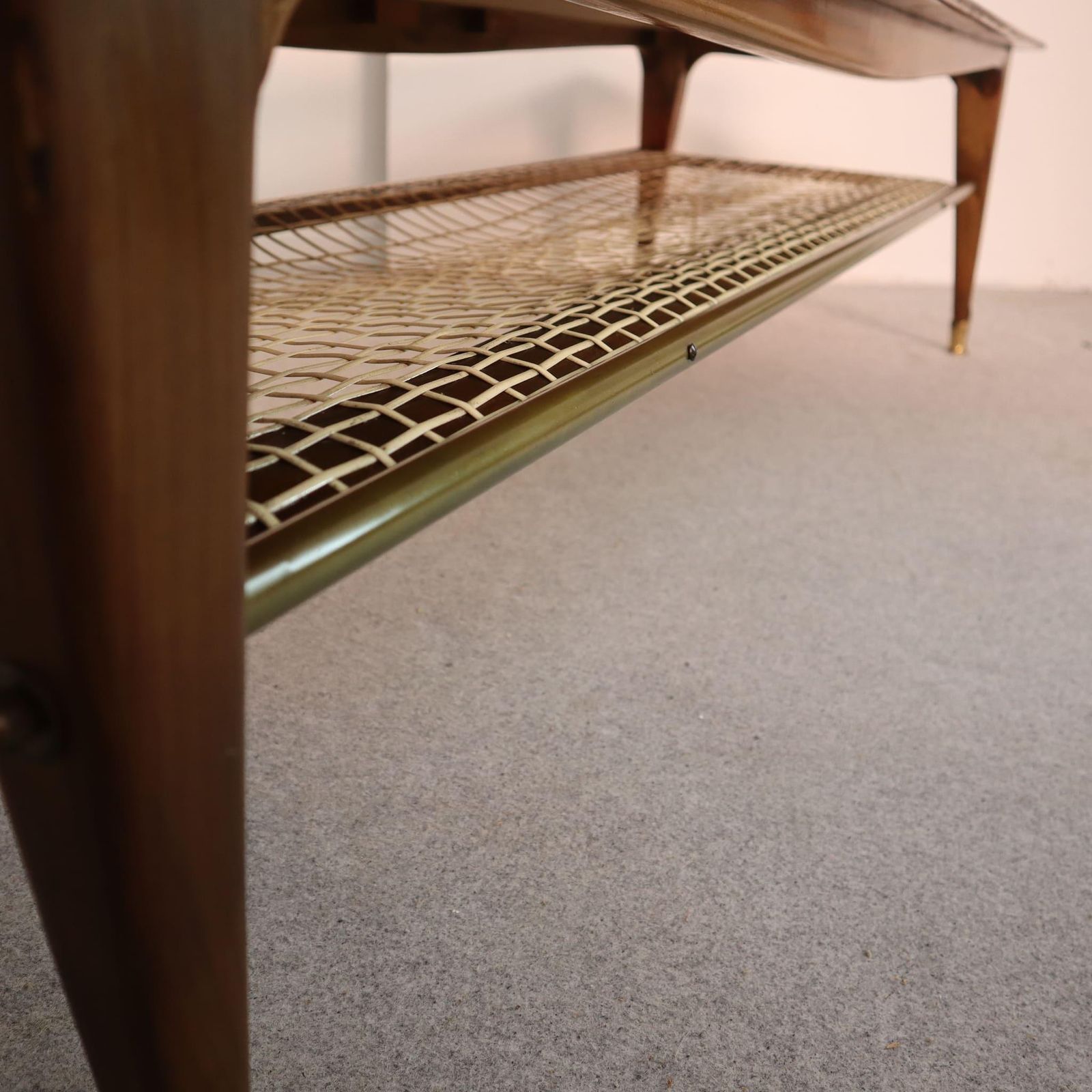 Mid Century Modern Italian Solid Walnut Brass Coffee Table From 1960s photo Furniture