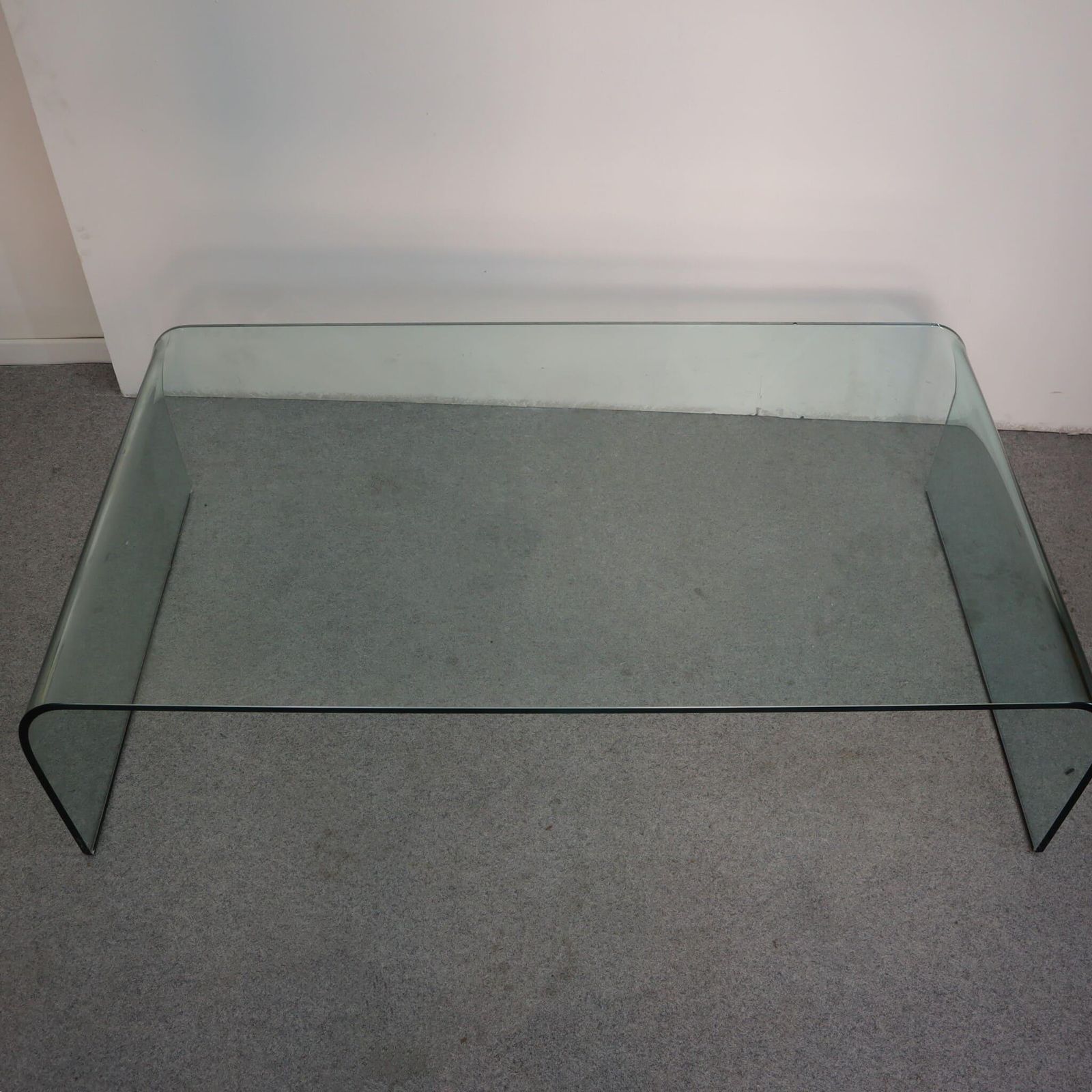 Mid Century Modern Glass Curved Table By Angelo Cortesi For Fiam, Italy, 1970s photo Furniture