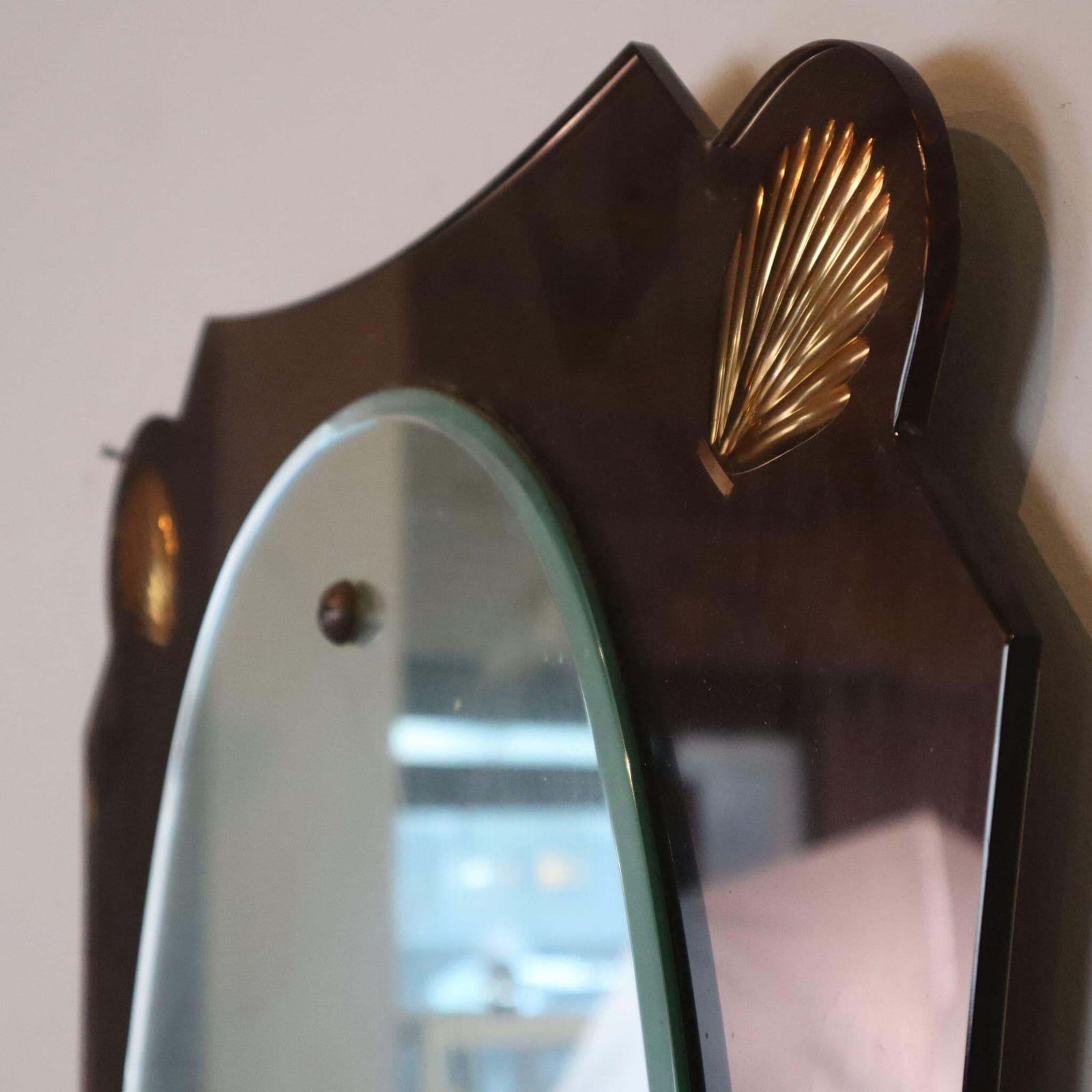 Mid Century Modern Shell Frame Mirror Cristal Art Style Italy 1960s photo for sale