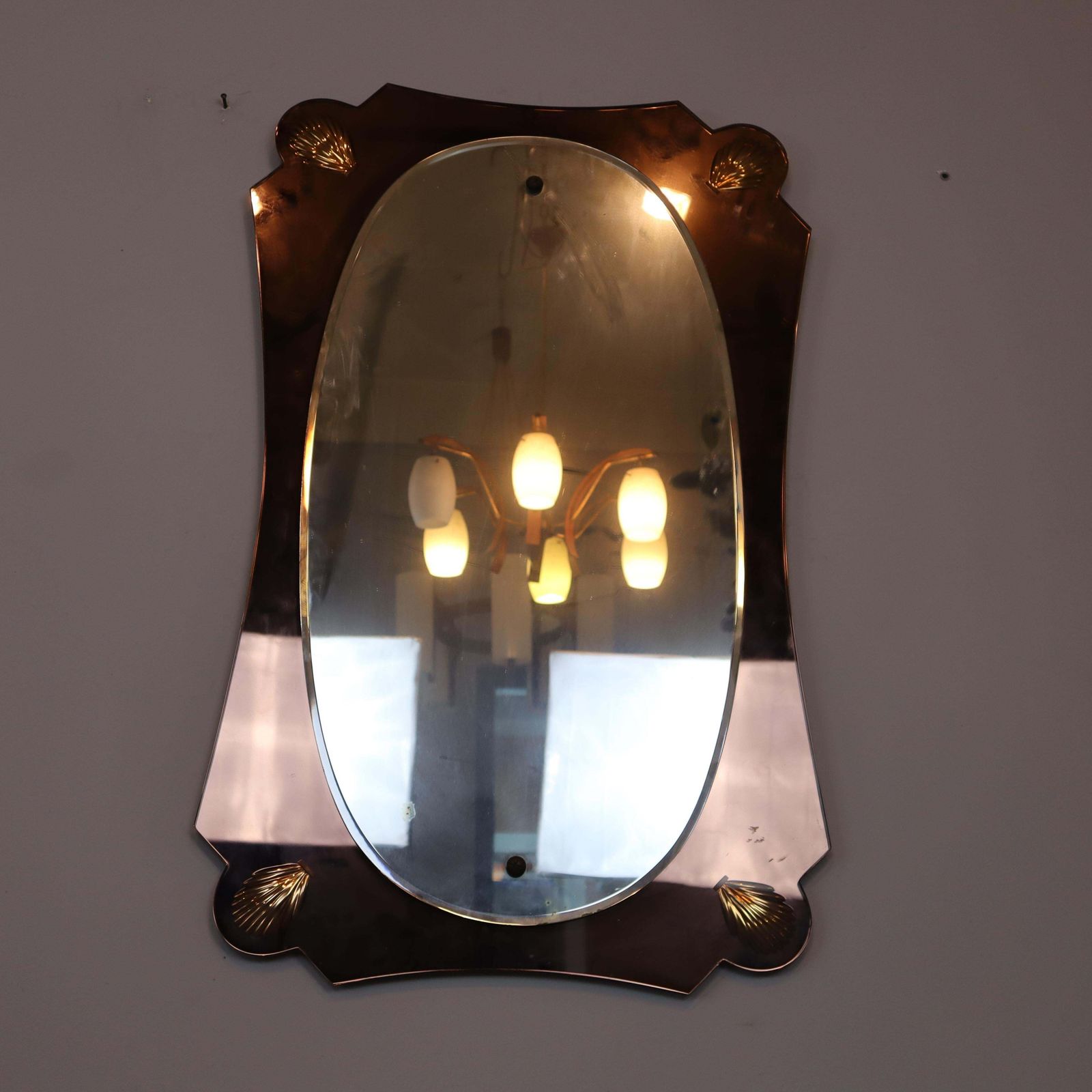 Mid Century Modern Shell Frame Mirror Cristal Art Style Italy 1960s photo vinterior