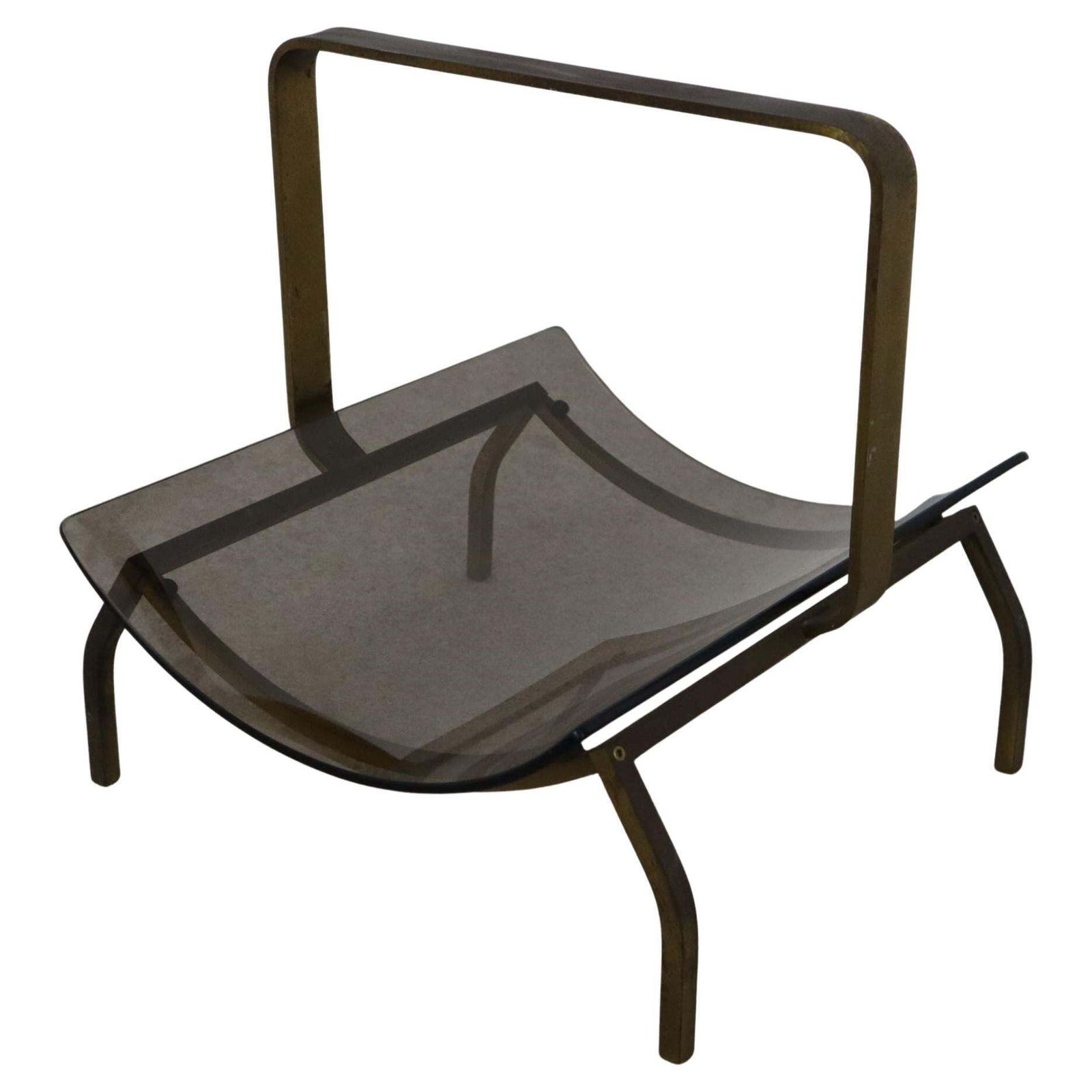 Italian Mid Century Modern Brass Magazine Rack Holder Fontana Arte, 1960s