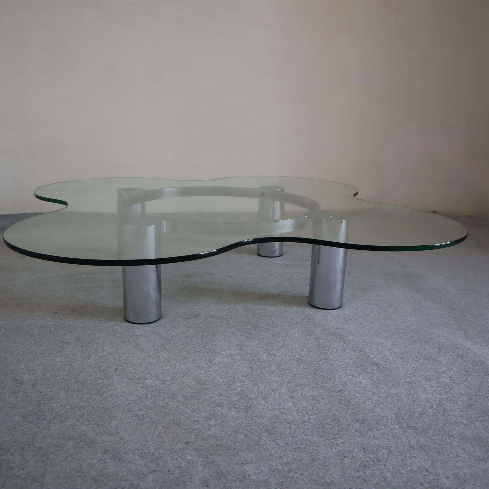 Mid Century Modern Steel Glass Coffee Table By Lorenzo Burchiellaro, Italy 1970s photo vinterior