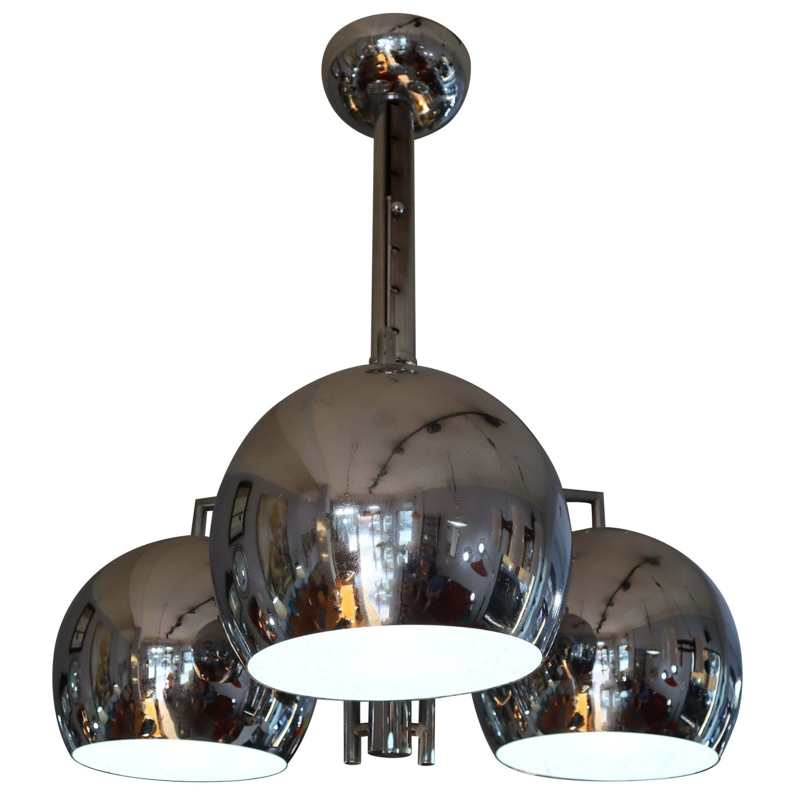 Mid Century Modern Chromed Sphere Chandelier Goffredo Reggiani, Italy, 1970s