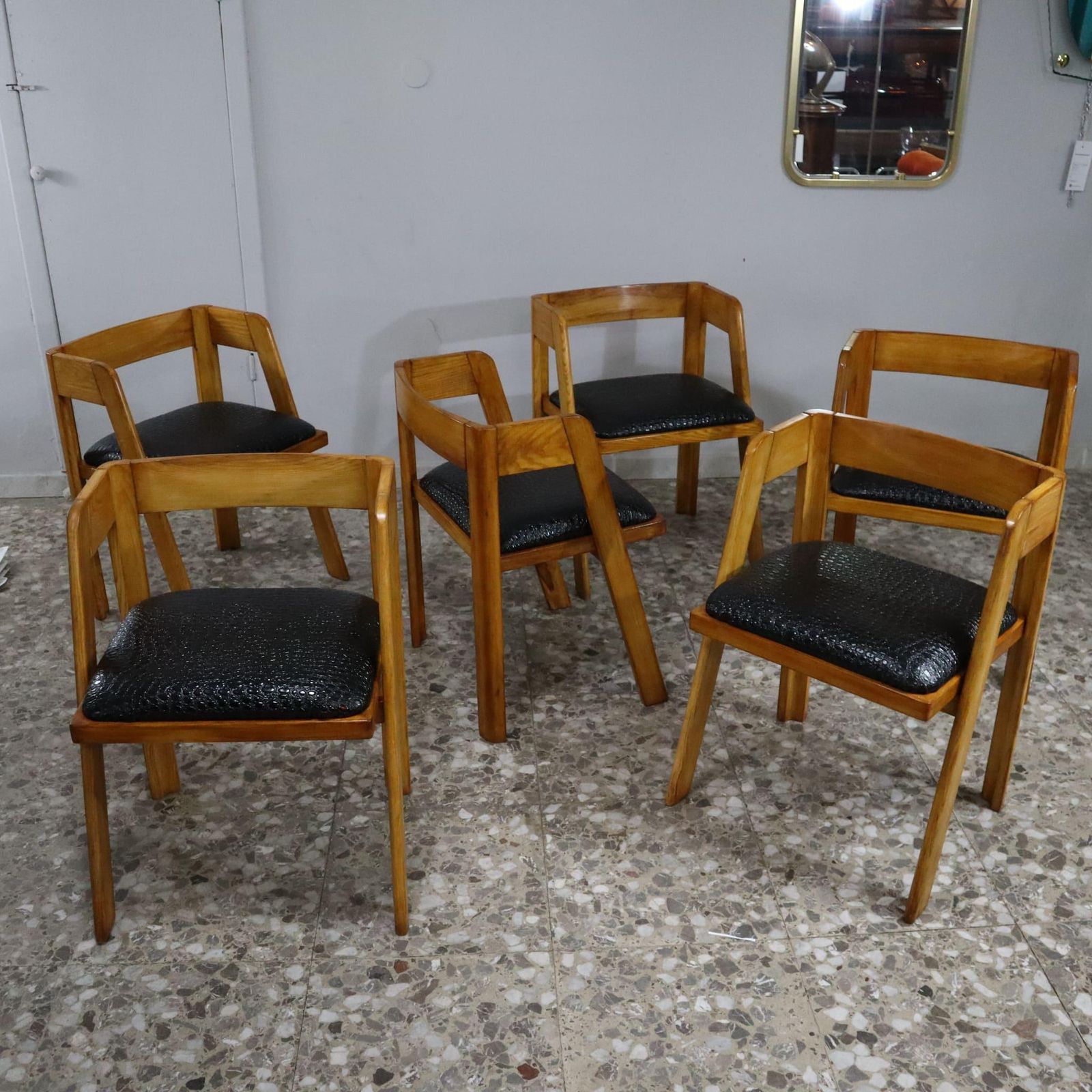 Mid Century Leather And Wood Chairs By Tito Agnoli For Citterio, Program C photo furniture