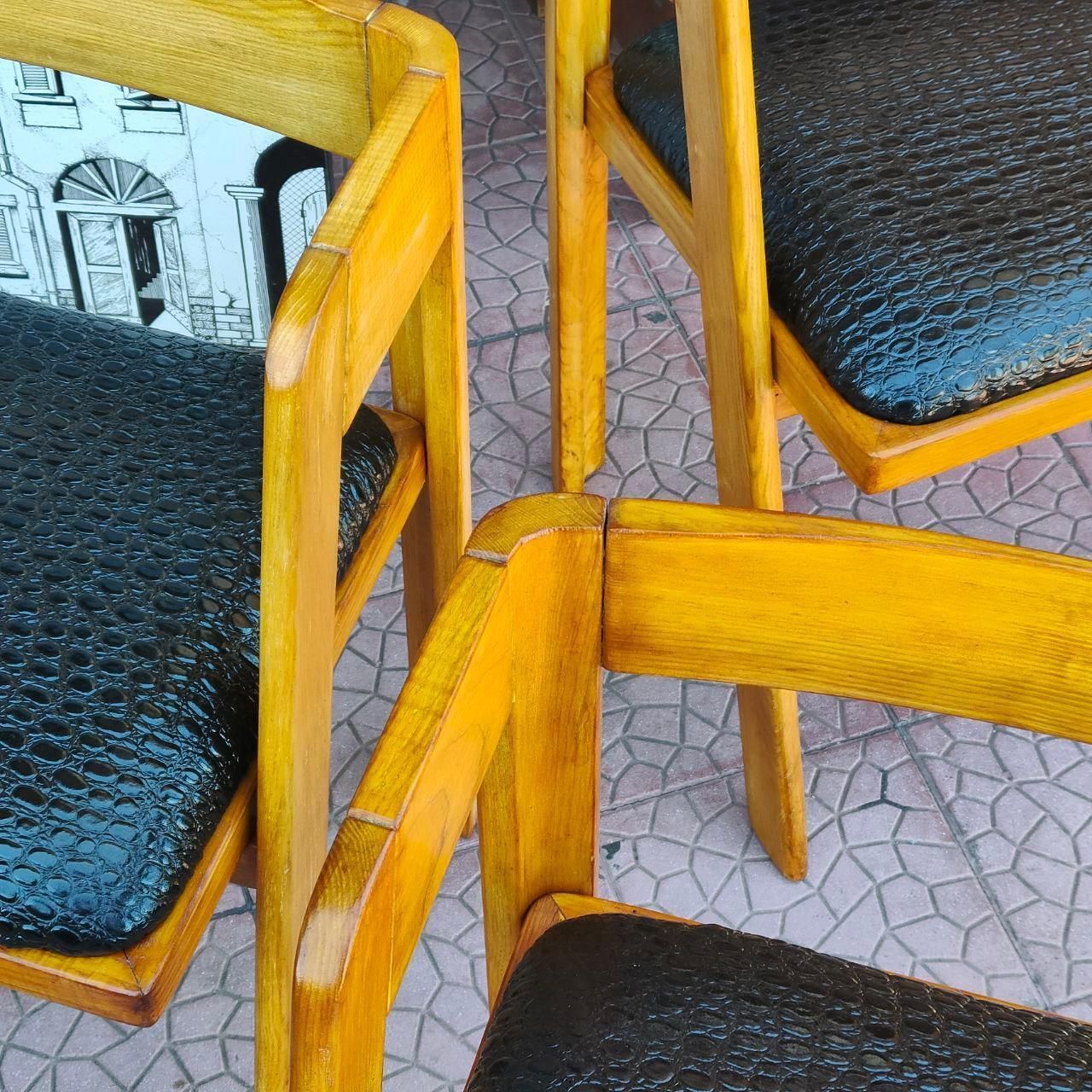 Mid Century Leather And Wood Chairs By Tito Agnoli For Citterio, Program C photo 890.0