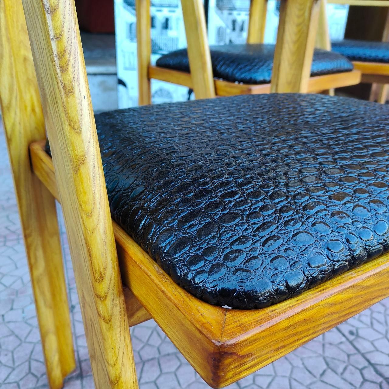 Mid Century Leather And Wood Chairs By Tito Agnoli For Citterio, Program C photo vinterior