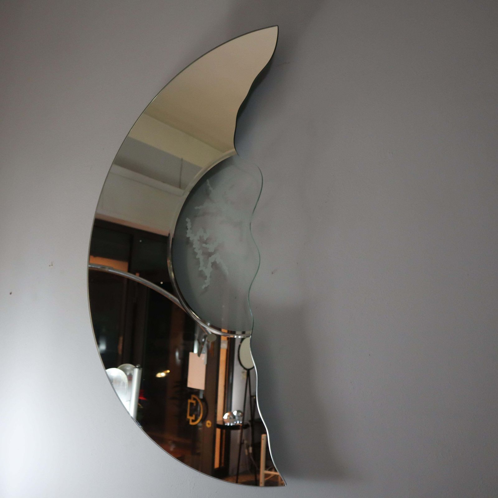 Mid Century Modern Glass "Scornice" Mirror By Nanda Vigo For Glas Italia 1980s photo 1187.0