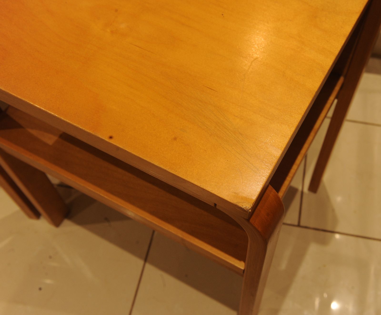 photo furniture A Pair Of Original Isku Oy Of Finland Bent Plywood Birch Bedside Tables With Maker's Labels 1980's Ol