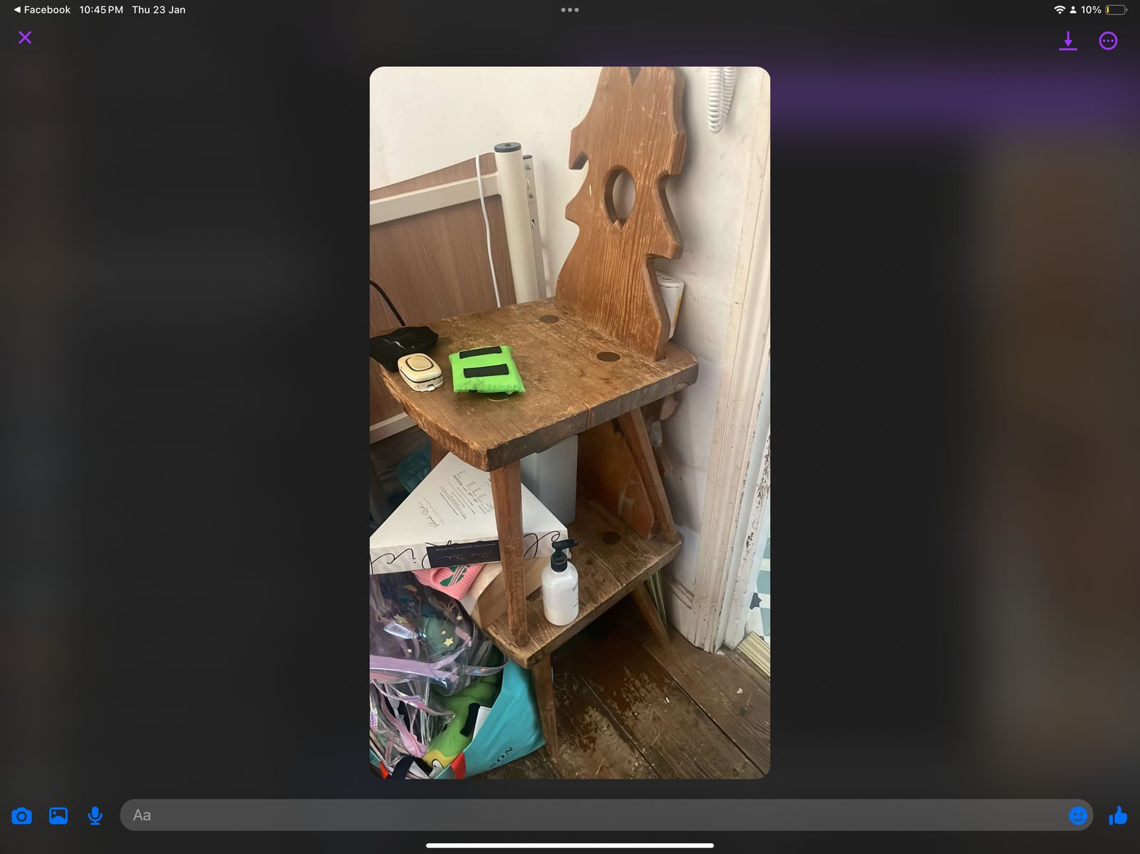 photo for sale Antique Trestle Table Hand Made Solid Pine With Secret Drawer And 4 Craft Chairs