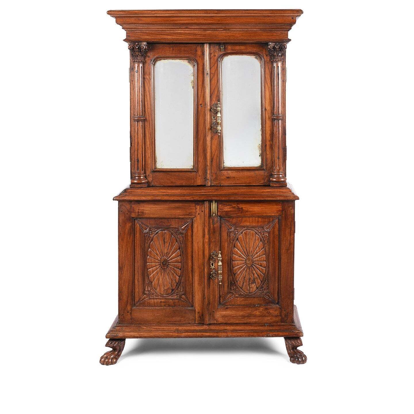 Antique Indian Mirrored Almirah Cabinet, 19th Century