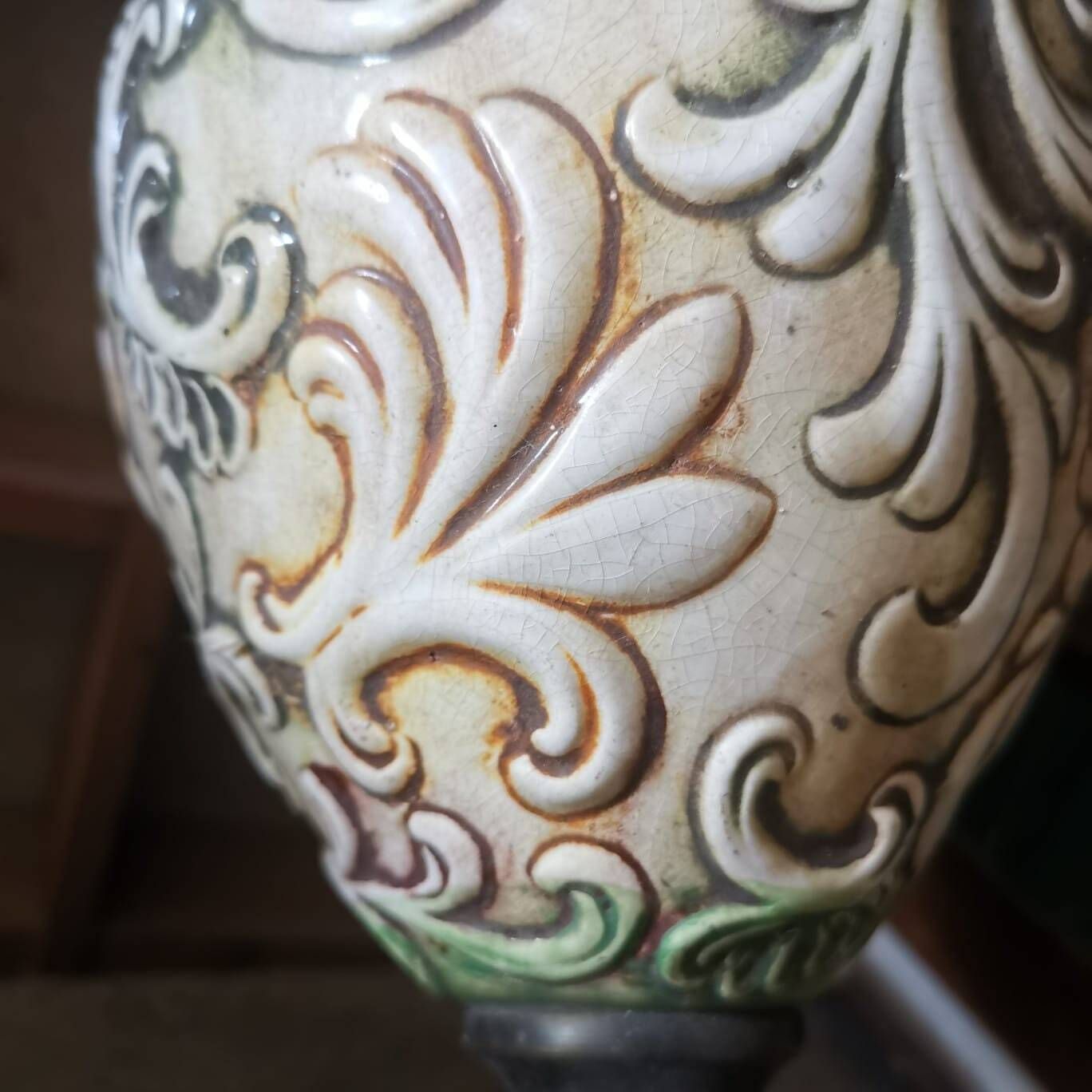 Vintage Beautiful Porcelain And Brass Decorative Lamp In Baroque Style photo for sale