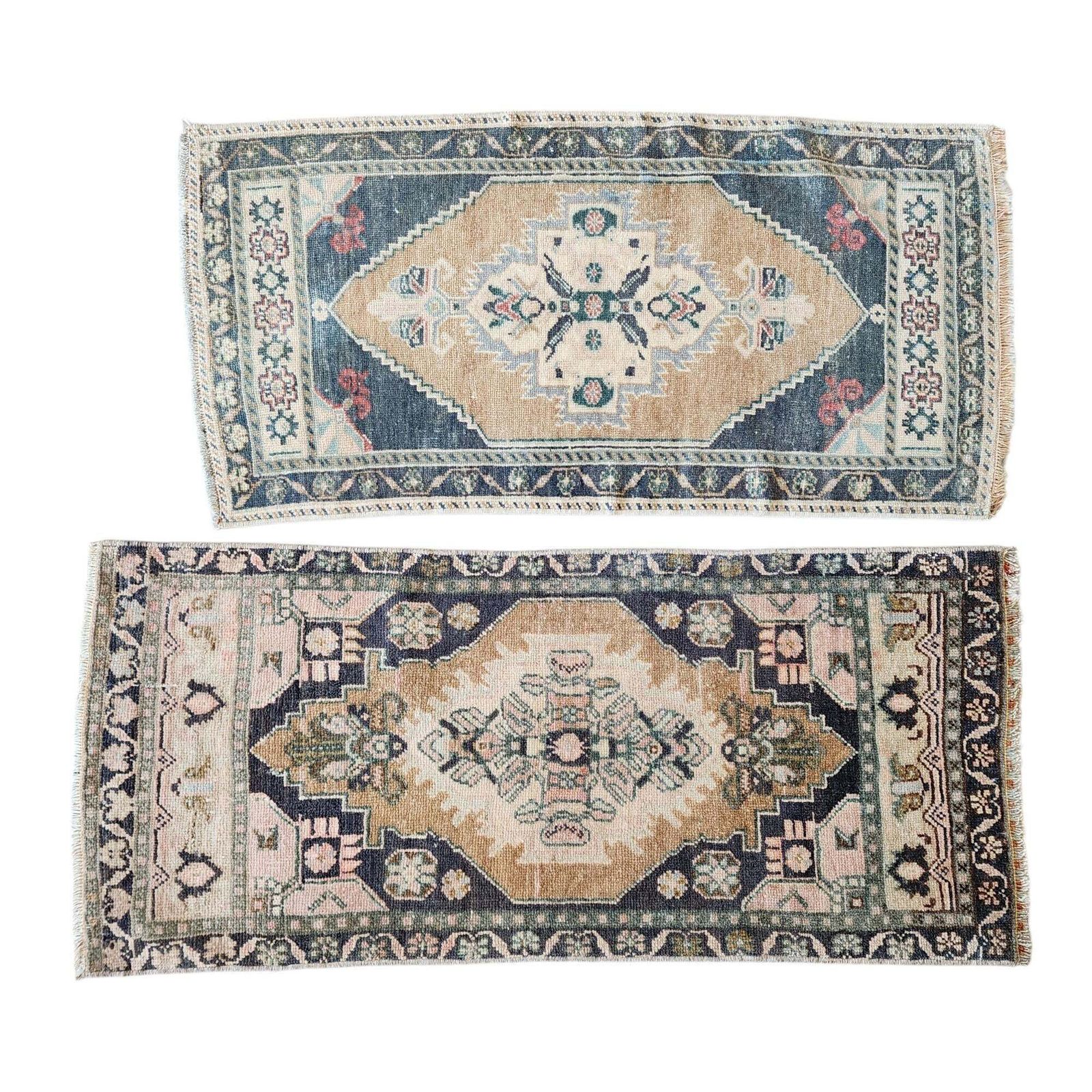 Hand Knotted Oriental Turkish Small Area Rugs   A Pair photo furniture