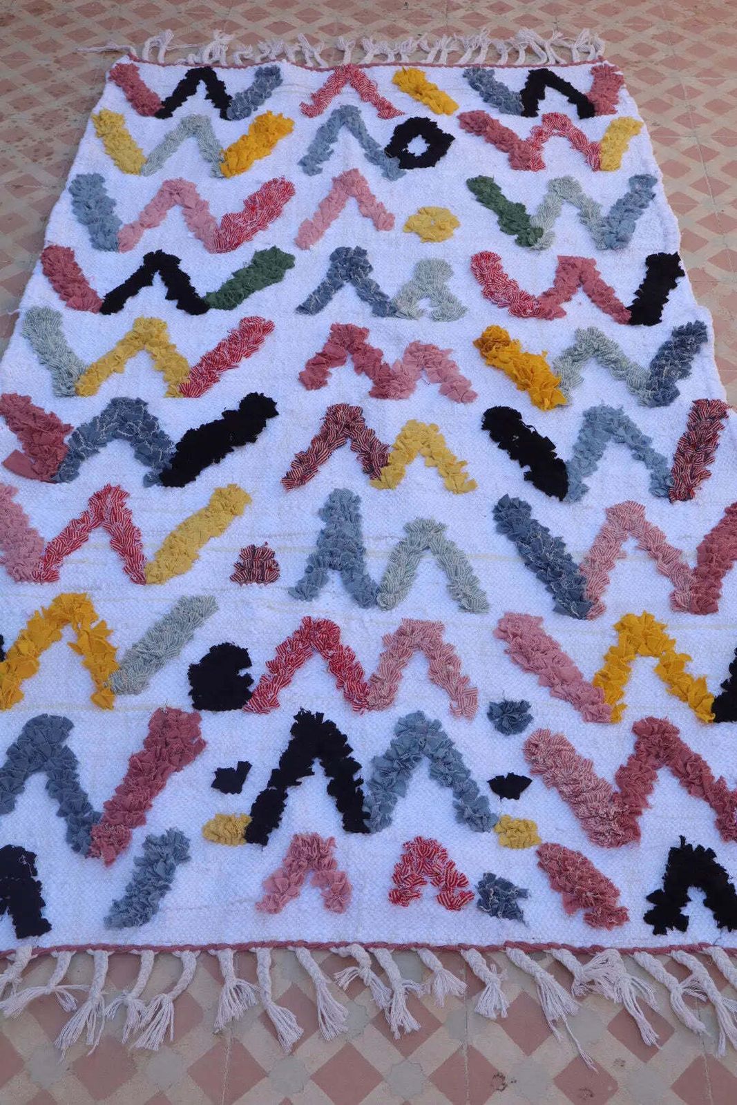 Berber Berber Berry  Berry Geometric Carpet   Recycled And Washable Cotton   165 X 93 Cm photo 201.0