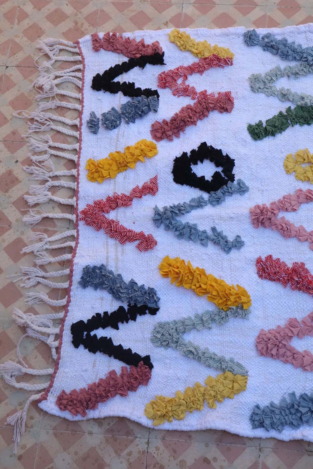 Berber Berber Berry  Berry Geometric Carpet   Recycled And Washable Cotton   165 X 93 Cm photo vinterior