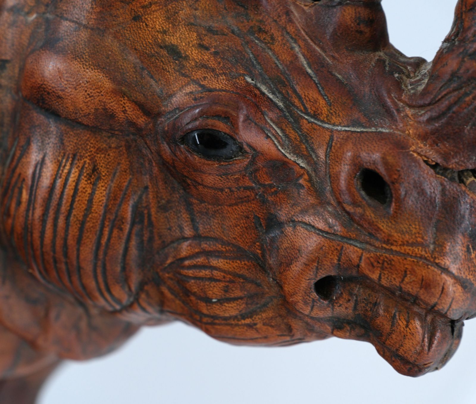 Good Early 20th Century Leather Covered Rhino Model Sculpture photo 795.0