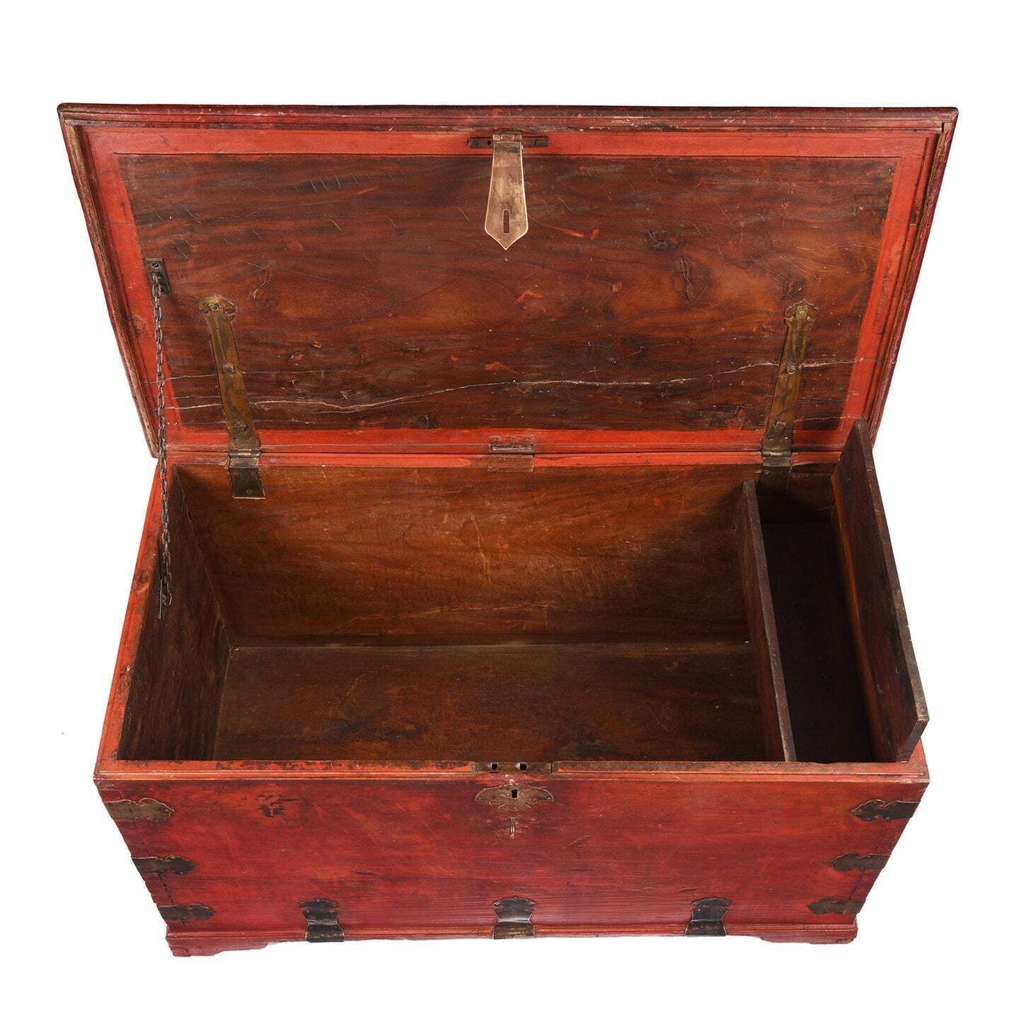 Antique Chinese Red Lacquer Camphor Chest, 18th Century photo Furniture