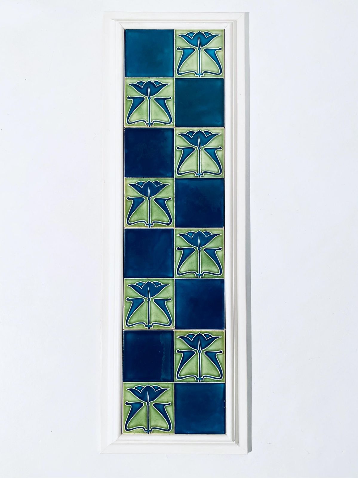 Art Nouveau Ceramic Tile Wall Hanging With Flower Motif / Authentic 1900s Decor photo furniture