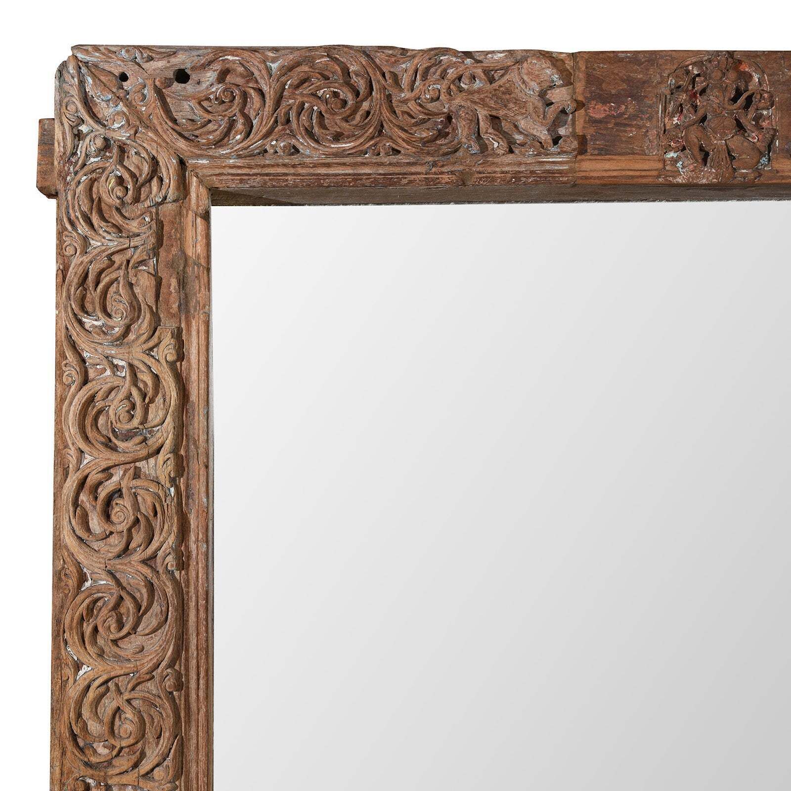 Antique Indian Large Carved Mirror, Early 19th Century photo furniture
