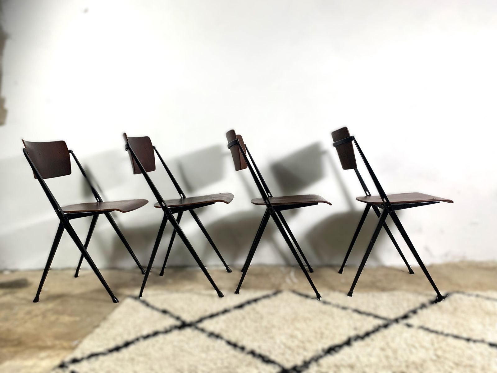 Pyramide Chairs By Wim Rietveld, Set Of 4
