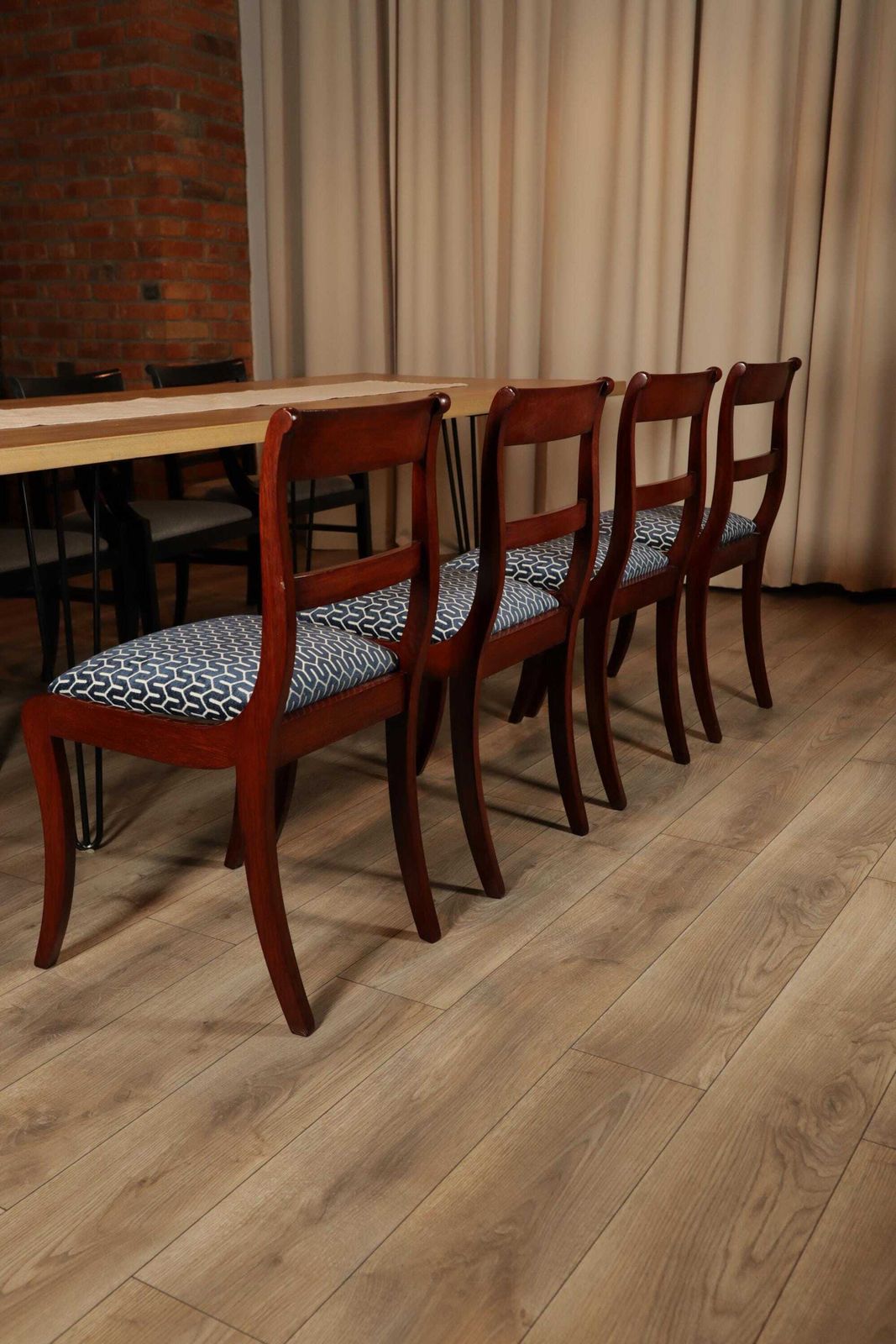 A Set Of Dining Room Chairs In The Biedermeier Style, 1980s New Jacquard Upholstery photo furniture