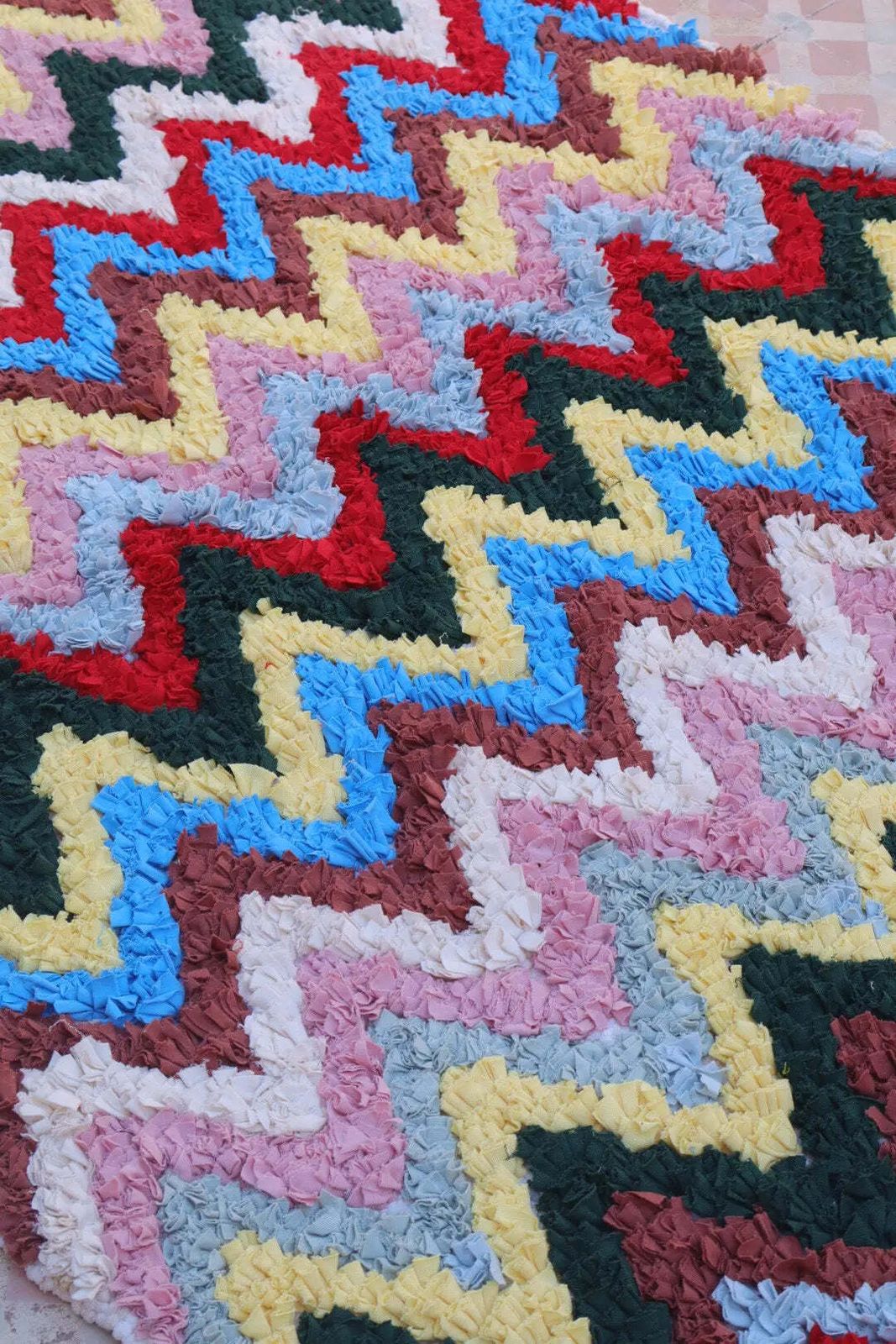 Colorful Berber Rug Boucherouite Multicolored Washable Cotton   148 X 105 Cm photo vinterior
