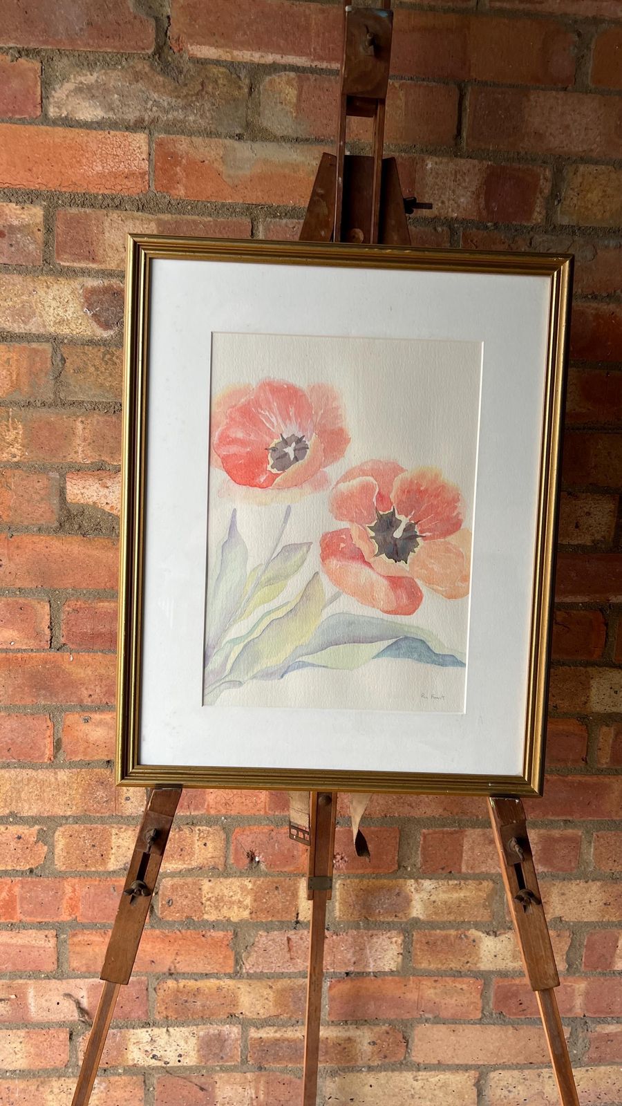 Ron Flewitt Watercolour Painting Of Poppies – Framed & Glazed Floral Artwork photo furniture