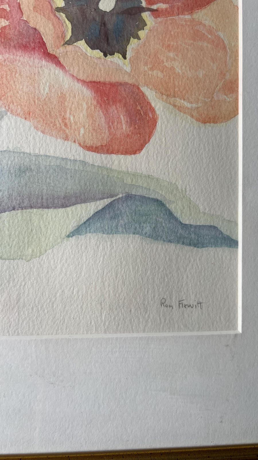 Ron Flewitt Watercolour Painting Of Poppies – Framed & Glazed Floral Artwork photo Art